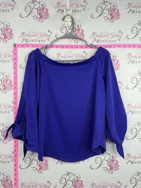 Design Lab Lord & Taylor Off-Shoulder Royal Purple Blouse